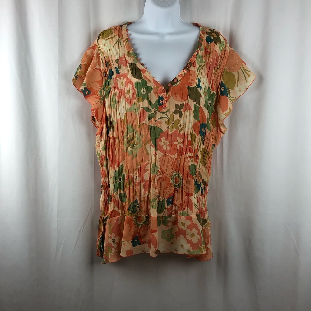 Alison Taylor Krinkle fabric floral top 2X